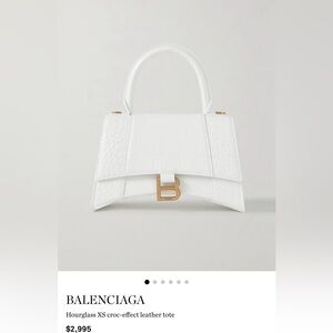 Balenciaga White Croc-Effect Leather Satchel